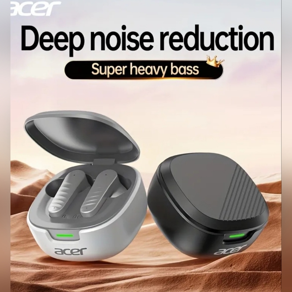 Acer Black and Silver Wireless Earbuds,OHR503